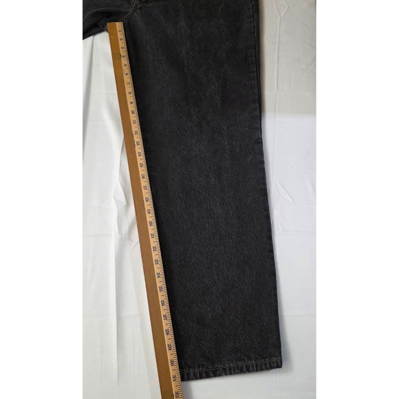 Vintage LL Bean Jeans Mens 35X31 Black‎ Denim Fleece Lined Straight Leg 90s - Picture 10 of 13